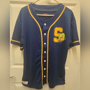 Spongebob Squarepants Baseball Jersey Blue Mens Large
